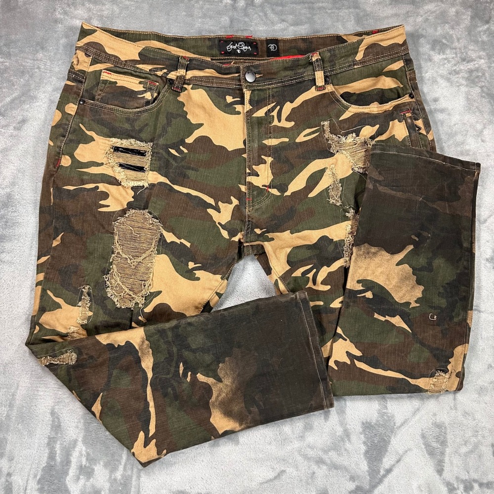 Just Cavalli Mens Distressed Camouflage Jeans Woodland Camo F1765 Size 44/32